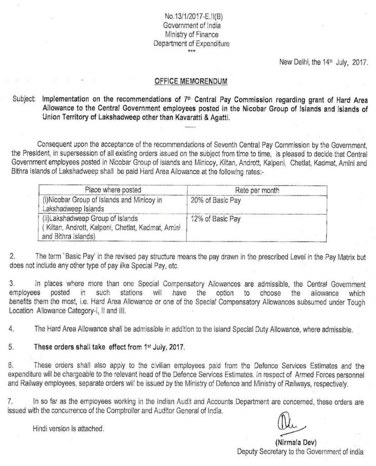 Hard Area Allowance announced for Nicobar Group – ANDAMAN SHEEKHA